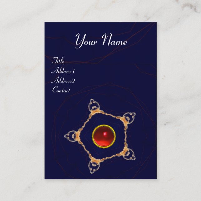 PENTAGON Monogram  red ruby ,blue Business Card (Front)