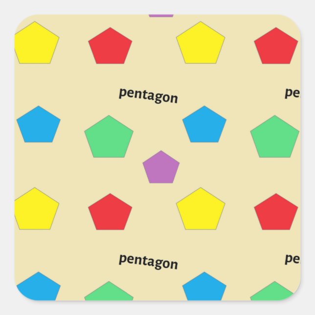 Pentagon pattern on cream square sticker (Front)