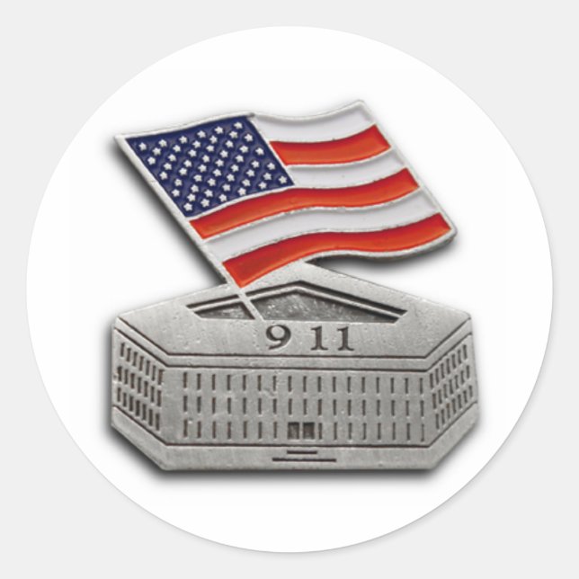 PENTAGON US FLAG 9-11 CLASSIC ROUND STICKER (Front)