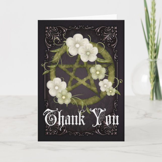 Pentagram 1 Wicca Thank You Greeting Card (Front)