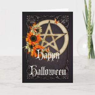 Pentagram 6 Wicca Happy Halloween Greeting Card