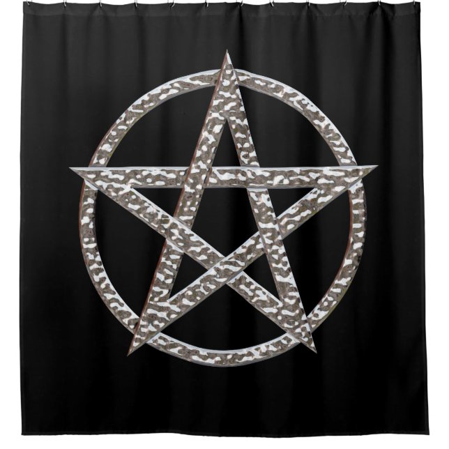 Pentagram Hammered Chrome Douche rideau (Devant)