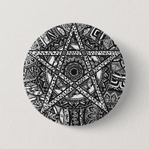 Pentagram Mandala badge 2 Inch Round Button
