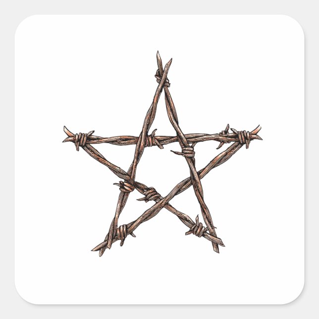 Pentagram of Thorns Square Sticker (Front)