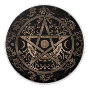 Pentagram Ornament - Gold and Black Ceramic Knob