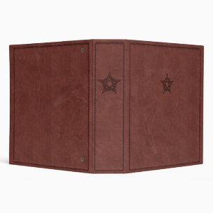 Pentagram - Pagan Magic Symbol on Red Leather Binder