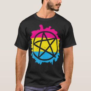 Pentagram Panseual Pride Flag Pan Satanic Occult W T-Shirt