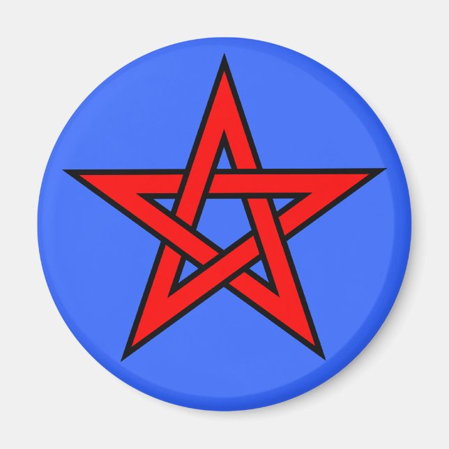 Pentagram Red on Blue Magnet (Front)