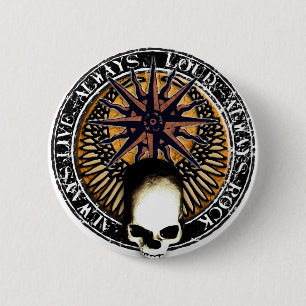 Pentagram Rock and roll skull 2 Inch Round Button