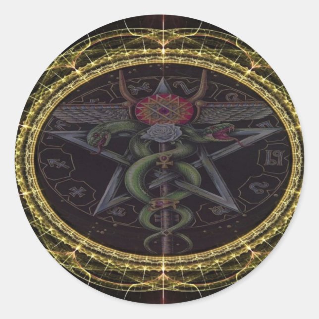 Pentagram Snakes Classic Round Sticker (Front)