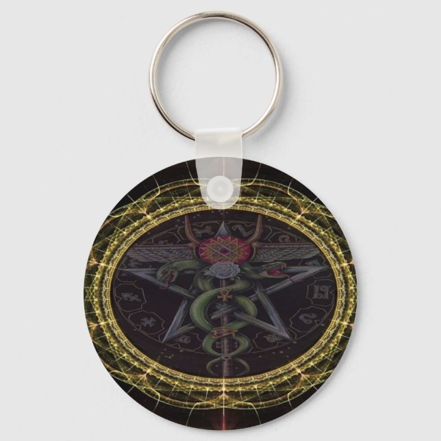 Pentagram Snakes Keychain (Front)