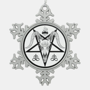 Pentagram Snowflake Pewter Christmas Ornament