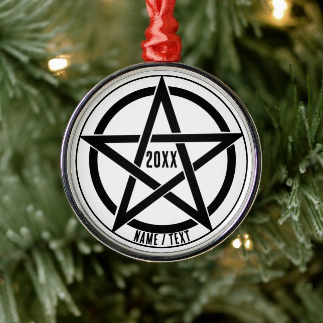 Pentagram Symbol Christmas Metal Ornament (Tree)