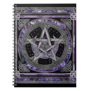 Pentagram Triskelion Amethyst Moon Notebook