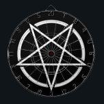 Pentagram (white) No.1 Dartboard<br><div class="desc">pentagram, symbol, emblem, black metal, metal, pagan, dark, death, doom, sludge, corpse paint, satan, lucifer, church of satan, evil, devil, baphomet, hail satan, headbanger, antichrist, music, festival, witchcraft, paganism, odin, viking, power metal</div>