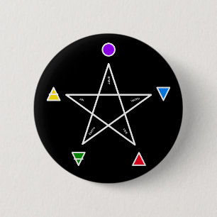 Pentagram with five elements (Wicca) 2 Inch Round Button