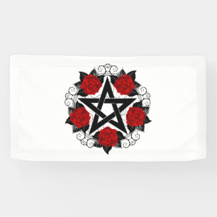 Pentagram with Red Roses Banner