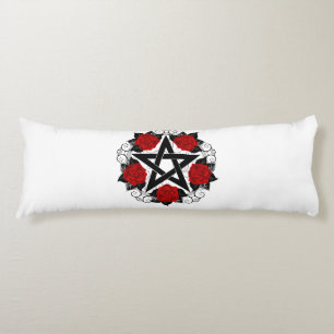 Pentagram with Red Roses Body Pillow