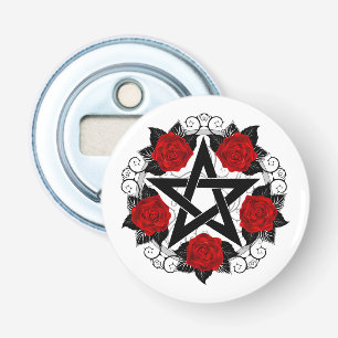 Pentagram with Red Roses Bottle Opener