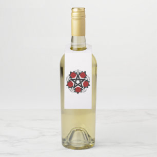 Pentagram with Red Roses Bottle Tag