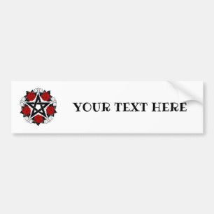 Pentagram with Red Roses Bumper Sticker