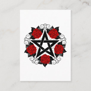 Pentagram with Red Roses Business Card