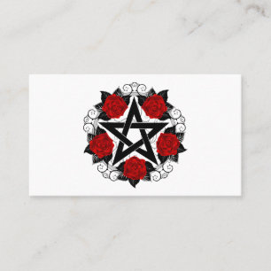 Pentagram with Red Roses Business Card