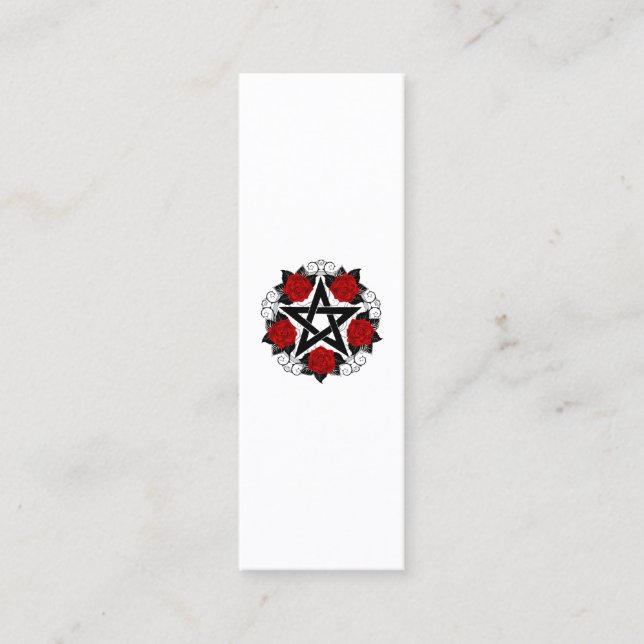 Pentagram with Red Roses Calling Card (Front)
