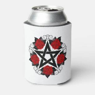 Pentagram with Red Roses Can Cooler
