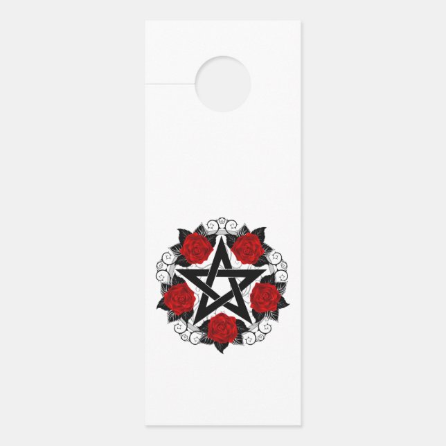 Pentagram with Red Roses Door Hanger (Front)