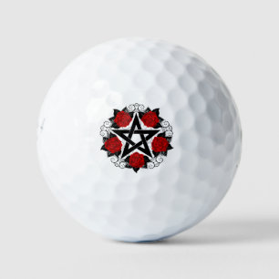 Pentagram with Red Roses Golf Balls