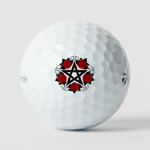 Pentagram with Red Roses Golf Balls