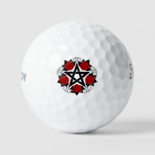 Pentagram with Red Roses Golf Balls