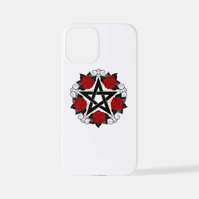 Pentagram with Red Roses iPhone Case (Back)