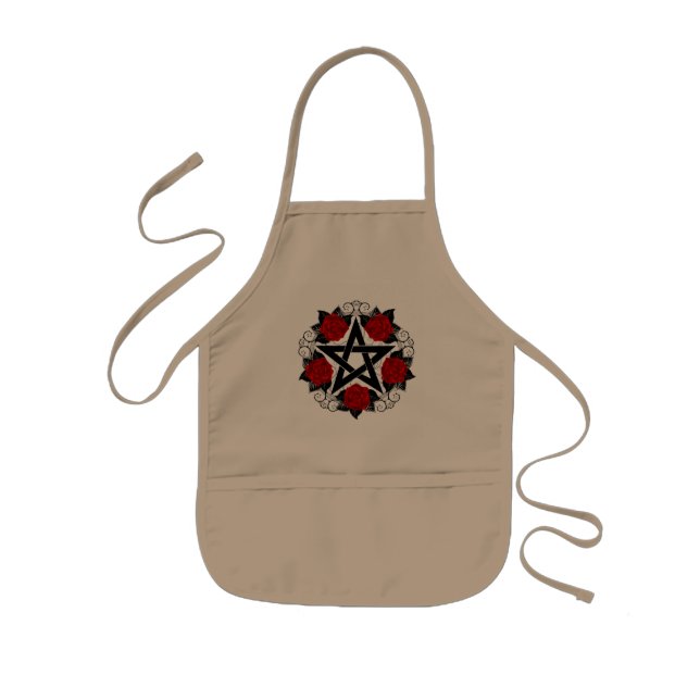 Pentagram with Red Roses Kids Apron (Front)
