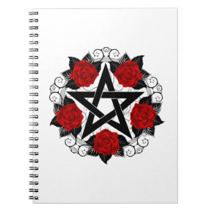 Pentagram with Red Roses Notebook