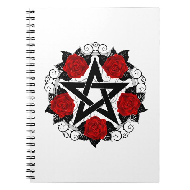 Pentagram with Red Roses Notebook (Front)