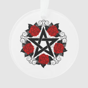 Pentagram with Red Roses Ornament