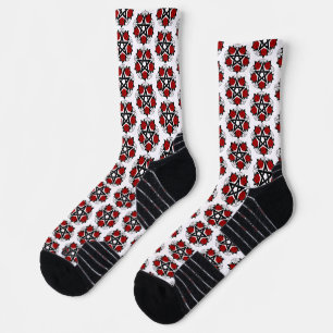 Pentagram with Red Roses Socks