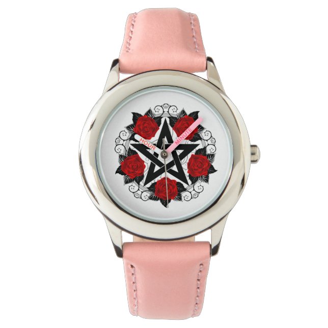 Pentagram with Red Roses Watch (Front)