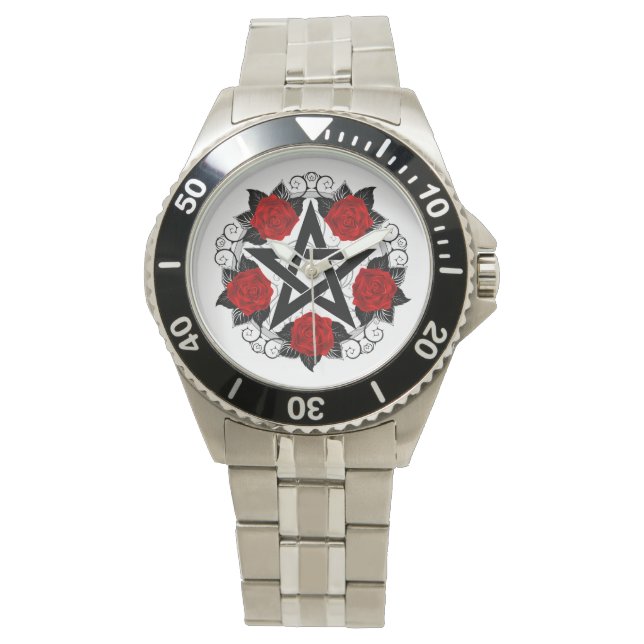Pentagram with Red Roses Watch (Front)