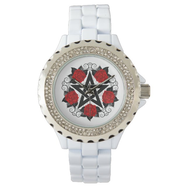 Pentagram with Red Roses Watch (Front)