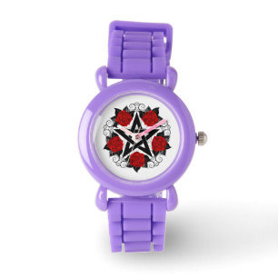 Pentagram with Red Roses Watch