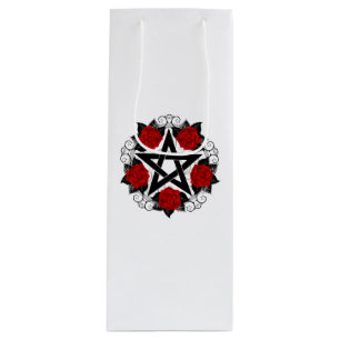 Pentagram with Red Roses Wine Gift Bag