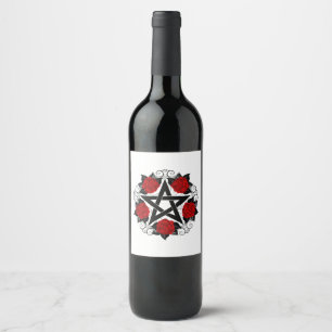 Pentagram with Red Roses Wine Label