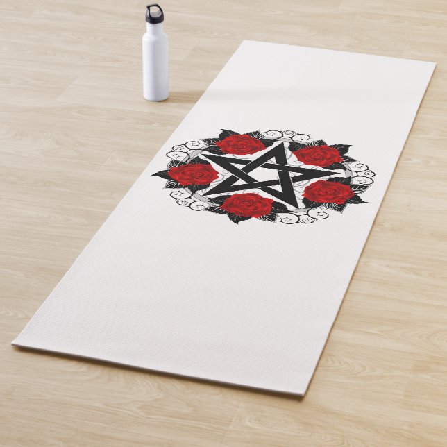 Pentagram with Red Roses Yoga Mat (In Situ)
