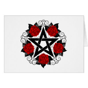 Pentagramme aux roses rouges