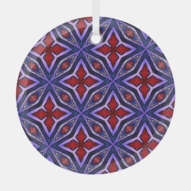 Pentas on Purple  Glass Ornament (Front)