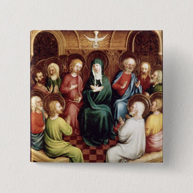 Pentecost, 1450 2 inch square button (Front)