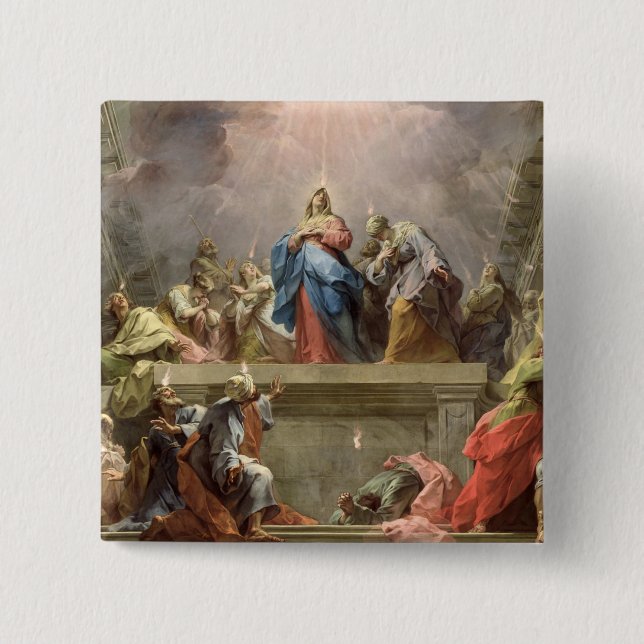 Pentecost, 1732 2 inch square button (Front)